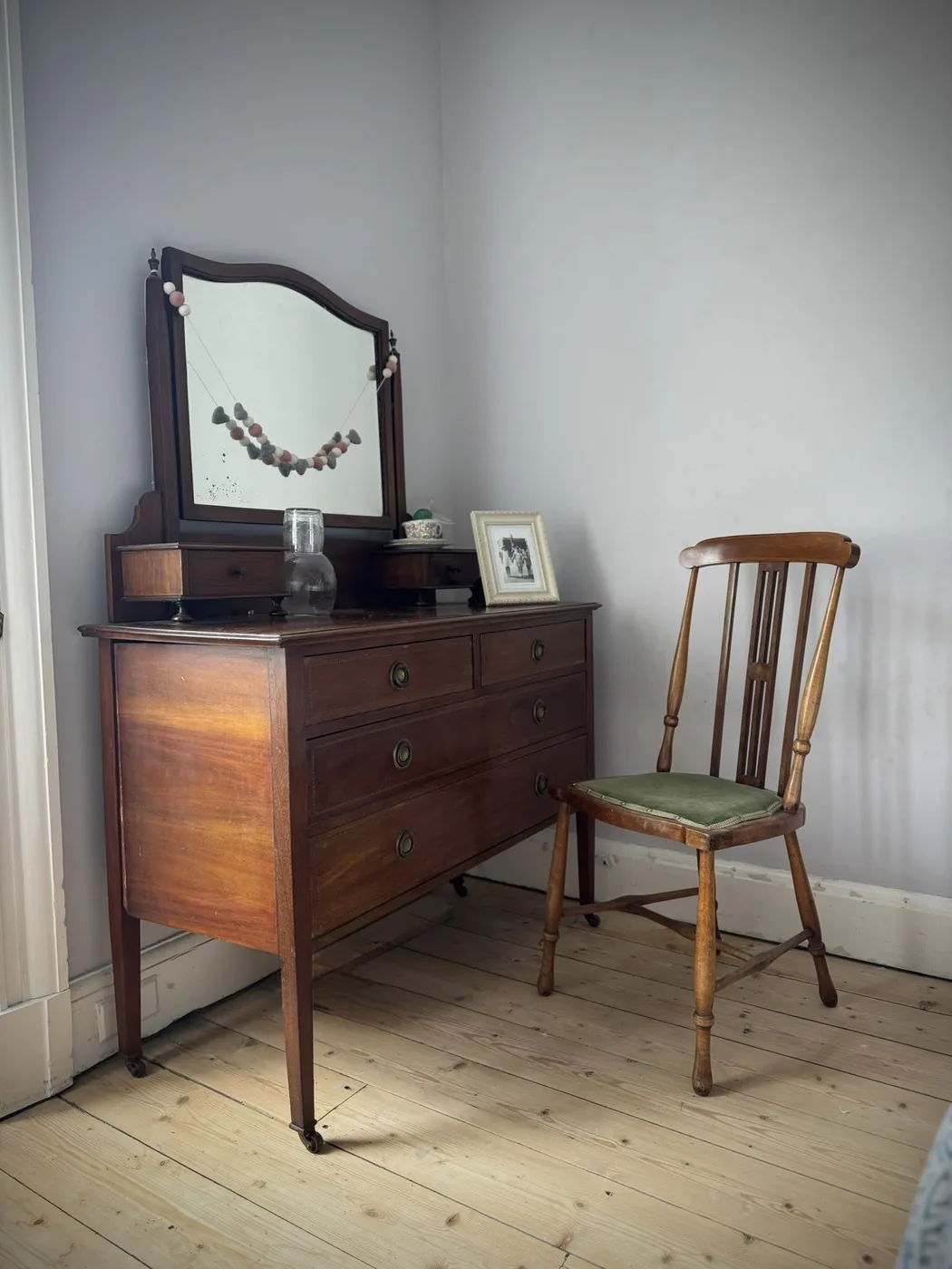 Antique dresser and chair